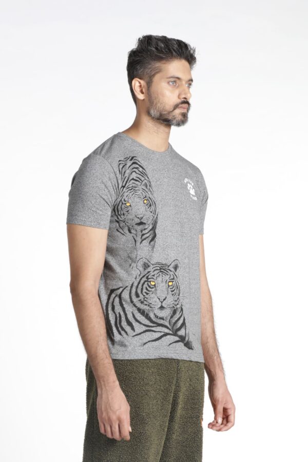 Grey Grindle - Two Tiger printed Cotton T-Shirt - Adults (Unisex)