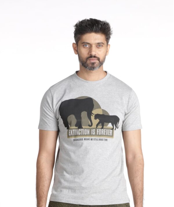 Grey Melange - Extinction printed cotton T-Shirt - Adults (Unisex)