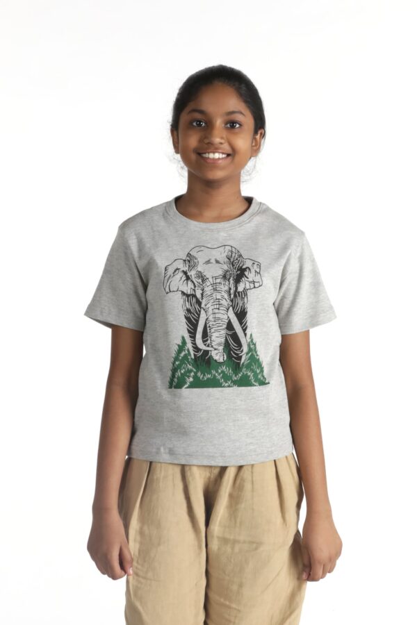 Grey Melange - Elephant printed T-shirts - Kids (Unisex)