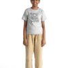 Grey Melange - Leopard printed cotton T-Shirt - Kids (Unisex) - Image 3