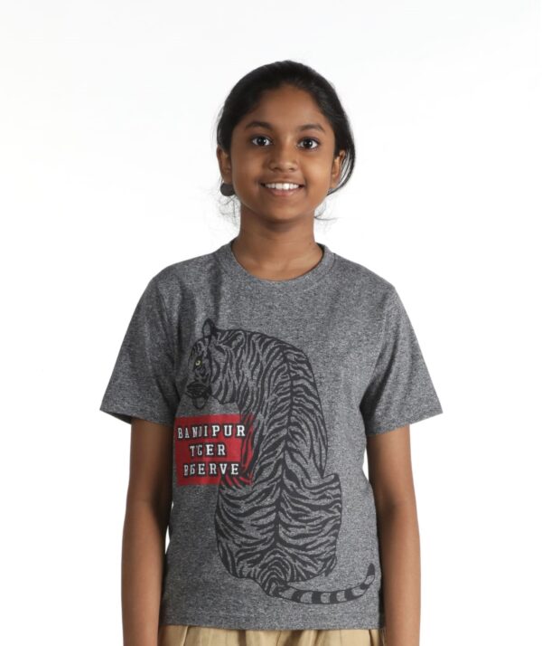 Grey Grindle - Long Tiger printed cotton T-Shirt - Kids (Unisex)
