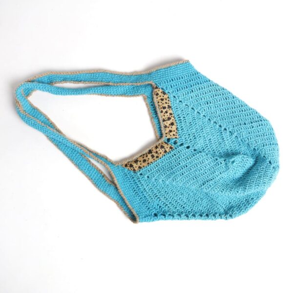 Cotton & T-shirt yarn (Crochet) Shopping bag - Blue