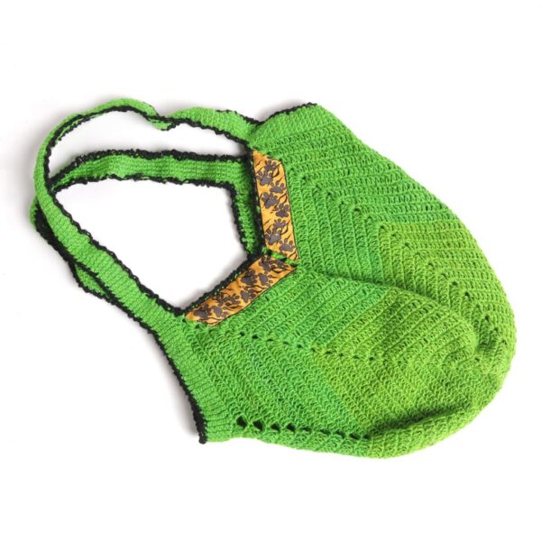 Cotton & T-shirt yarn (Crochet) Shopping bag - Green