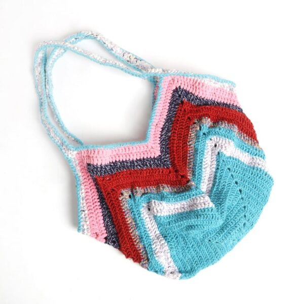 Cotton & T-shirt yarn (Crochet) Shopping bag - Multicolor