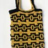 Jute hand crocheted bag with a mosaic design Cotton recycled yarn - Image 3