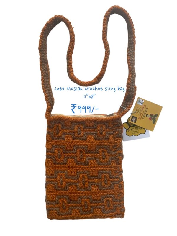 jute mosaic crochet sling bag